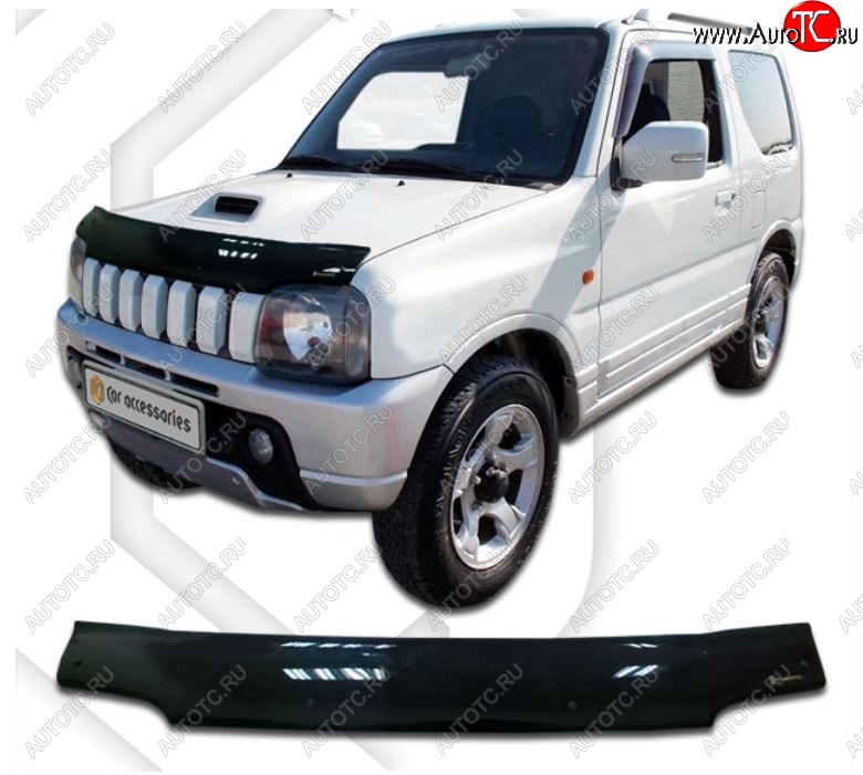 1 999 р. Дефлектор капота CA-Plastiс  Suzuki Jimny  JB23/JB43 (2002-2012) 1-ый рестайлинг (Classic черный, Без надписи)  с доставкой в г. Горно‑Алтайск