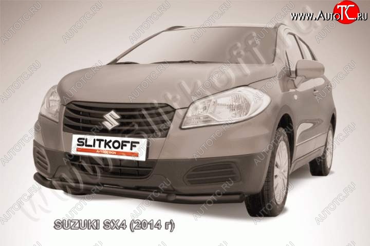 10 499 р. Защита переднего бампер Slitkoff Suzuki SX4 JYB, JYA хэтчбэк дорестайлинг (2013-2016) (Цвет: серебристый)  с доставкой в г. Горно‑Алтайск