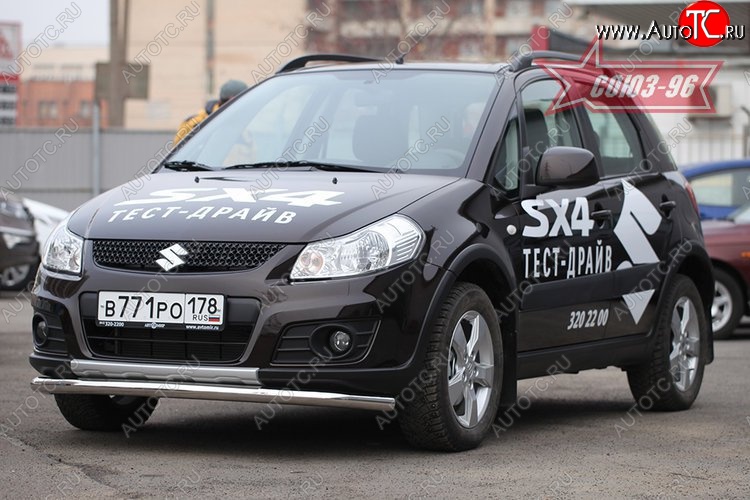 9 404 р. Защита переднего бампера одинарная Souz-96 (d60). Suzuki SX4 JYB, JYA хэтчбэк дорестайлинг (2013-2016)  с доставкой в г. Горно‑Алтайск