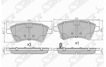 Комплект передних тормозных колодок SAT Suzuki SX4 GYC21S дорестайлинг седан (2006-2012)