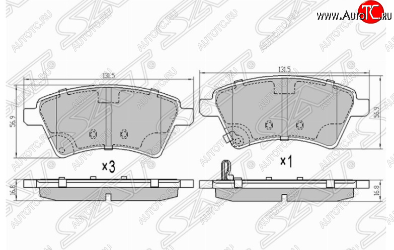 1 169 р. Комплект передних тормозных колодок SAT Suzuki SX4 GYC21S дорестайлинг седан (2006-2012)  с доставкой в г. Горно‑Алтайск