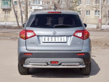 Тройная защита заднего бампера из двух труб диаметром 63 и 42x2 мм SLITKOFF Suzuki Vitara LY дорестайлинг (2015-2019)