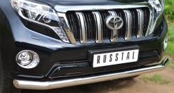 21 349 р. Одинарная защита переднего бампера диаметром 76 мм SLITKOFF Toyota Land Cruiser Prado J150 1-ый рестайлинг (2013-2017)  с доставкой в г. Горно‑Алтайск. Увеличить фотографию 2