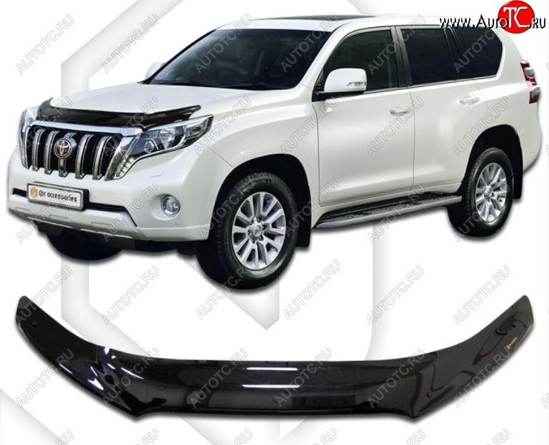 2 379 р. Дефлектор капота CA-Plastiс  Toyota Land Cruiser Prado  J150 (2013-2017) 1-ый рестайлинг (Classic черный, Без надписи)  с доставкой в г. Горно‑Алтайск