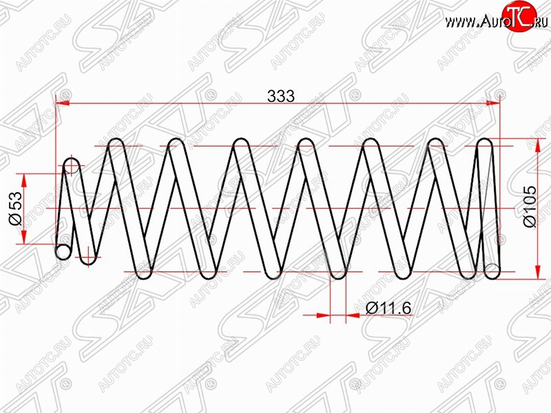 2 599 р. Комплект задних пружин (2 шт) 2WD SAT  Toyota Allion  T240 - Premio  T240  с доставкой в г. Горно‑Алтайск