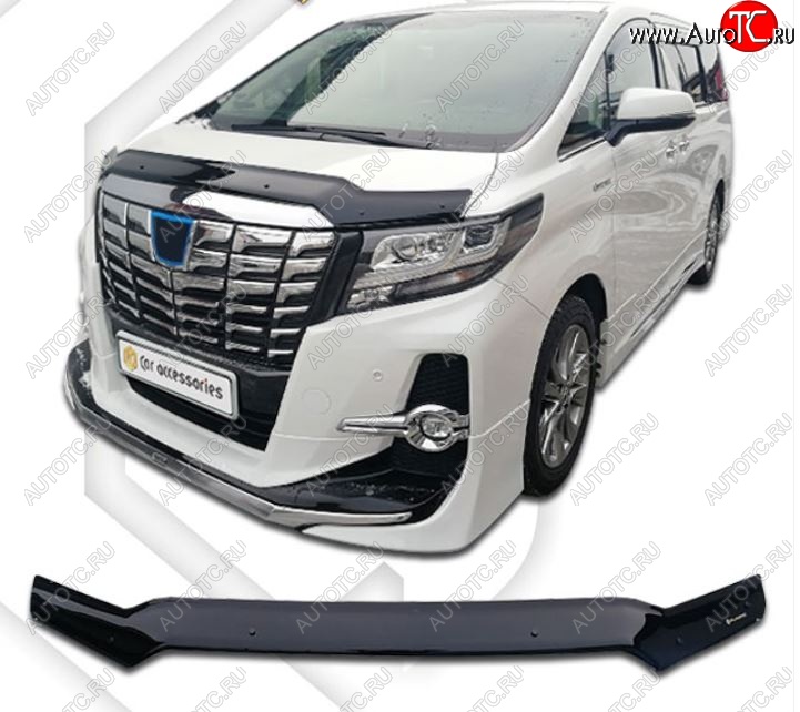 1 999 р. Дефлектор капота CA-Plastiс  Toyota Alphard  H30 (2015-2018) дорестайлинг (Classic черный, Без надписи)  с доставкой в г. Горно‑Алтайск