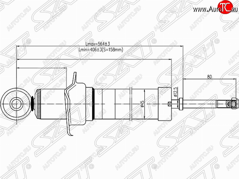 2 499 р. Амортизатор задний SAT (установка на левую или правую сторону) Toyota Mark 2 X110 седан дорестайлинг (2000-2002)  с доставкой в г. Горно‑Алтайск