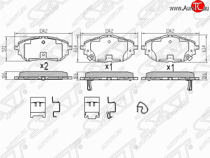 1 599 р. Колодки тормозные (передние) SAT Toyota Corolla E150 седан дорестайлинг (2006-2010)  с доставкой в г. Горно‑Алтайск