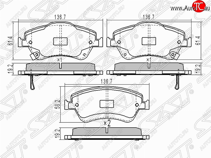 1 359 р. Колодки тормозные (передние) SAT Toyota Auris E150 хэтчбэк 5 дв. дорестайлинг (2006-2010)  с доставкой в г. Горно‑Алтайск