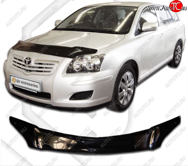 2 079 р. Дефлектор капота CA-Plastiс  Toyota Avensis  T250 универсал (2003-2006) дорестайлинг (Classic черный, Без надписи)  с доставкой в г. Горно‑Алтайск