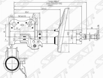 Правый амортизатор передний SAT Toyota Caldina T190 дорестайлинг универсал (1992-1995)
