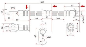 739 р. Тормозной шланг SAT (передний)  Toyota bB  1 - WILL  с доставкой в г. Горно‑Алтайск. Увеличить фотографию 1