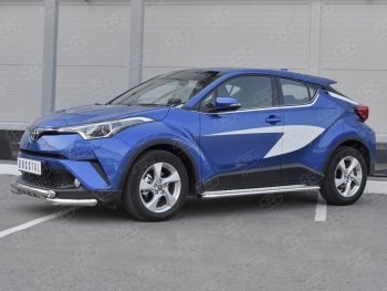 25 999 р. Защита переднего бампера (Ø63 мм с клыками, нержавейка) SLITKOFF Toyota C-HR NGX10, ZGX10 дорестайлинг (2016-2019)  с доставкой в г. Горно‑Алтайск. Увеличить фотографию 2