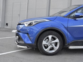 25 999 р. Защита переднего бампера (Ø63 мм с клыками, нержавейка) SLITKOFF Toyota C-HR NGX10, ZGX10 дорестайлинг (2016-2019)  с доставкой в г. Горно‑Алтайск. Увеличить фотографию 3