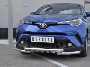 25 999 р. Защита переднего бампера (Ø63 мм с клыками, нержавейка) SLITKOFF Toyota C-HR NGX10, ZGX10 дорестайлинг (2016-2019)  с доставкой в г. Горно‑Алтайск. Увеличить фотографию 4