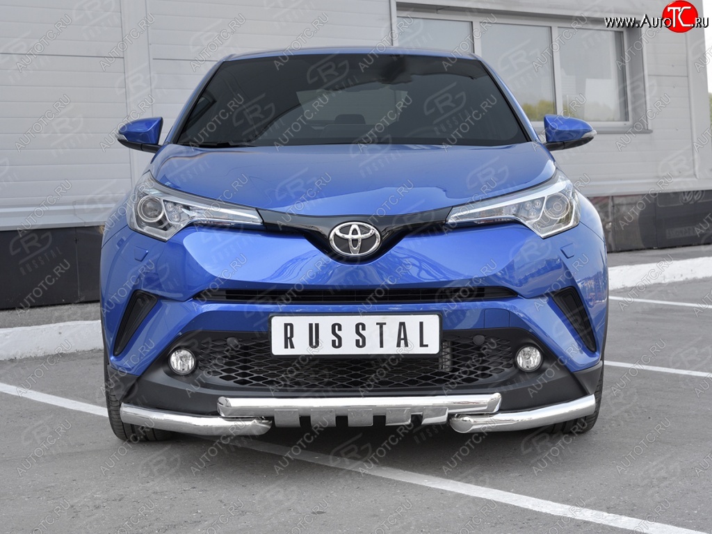 25 999 р. Защита переднего бампера (Ø63 мм с клыками, нержавейка) SLITKOFF Toyota C-HR NGX10, ZGX10 дорестайлинг (2016-2019)  с доставкой в г. Горно‑Алтайск