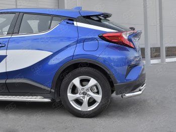 17 999 р. Защита заднего бампера (2 трубы Ø63 и 42 мм, нержавейка) SLITKOFF Toyota C-HR NGX10, ZGX10 дорестайлинг (2016-2019)  с доставкой в г. Горно‑Алтайск. Увеличить фотографию 3