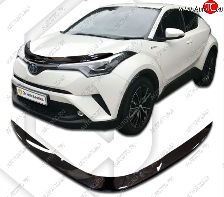 1 999 р. Дефлектор капота CA-Plastiс  Toyota C-HR  NGX10, ZGX10 (2019-2025) рестайлинг (Classic черный, Без надписи)  с доставкой в г. Горно‑Алтайск