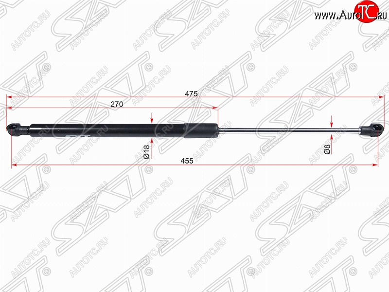 879 р. Правый газовый упор крышки багажника SAT  Toyota Caldina  T240 (2002-2007) универсал дорестайлинг, универсал рестайлинг  с доставкой в г. Горно‑Алтайск