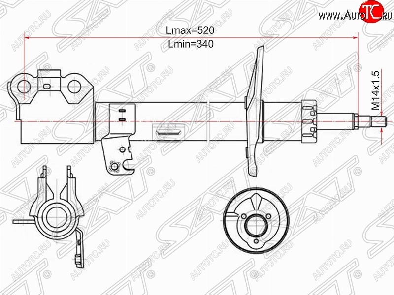 4 789 р. Левый амортизатор передний (2WD, 4WD) SAT Toyota Caldina T240 универсал дорестайлинг (2002-2004)  с доставкой в г. Горно‑Алтайск