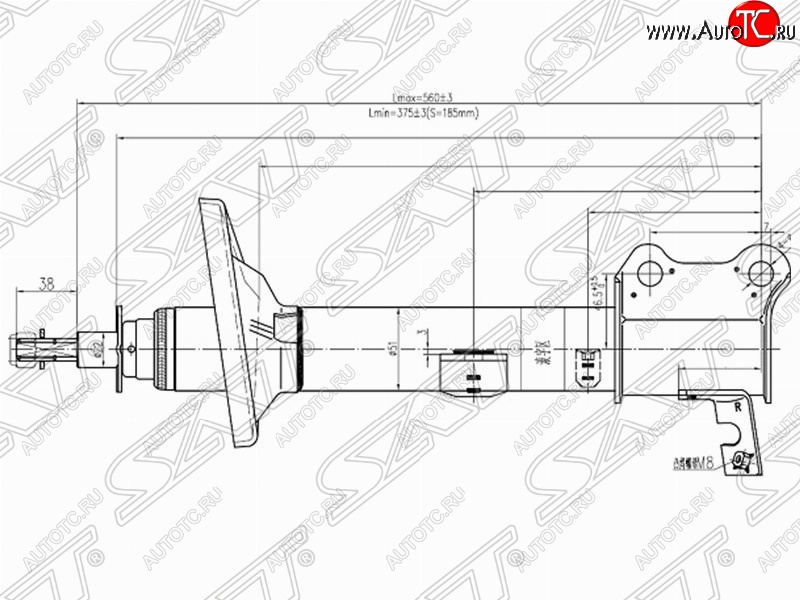 3 899 р. Правый амортизатор задний SAT Toyota Caldina T190 дорестайлинг универсал (1992-1995)  с доставкой в г. Горно‑Алтайск