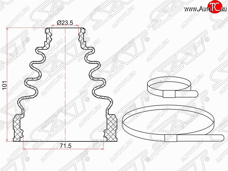 349 р. Пыльник ШРУСа (внутренний/передний) SAT  Toyota Camry  XV30 (2001-2006) дорестайлинг, рестайлинг  с доставкой в г. Горно‑Алтайск