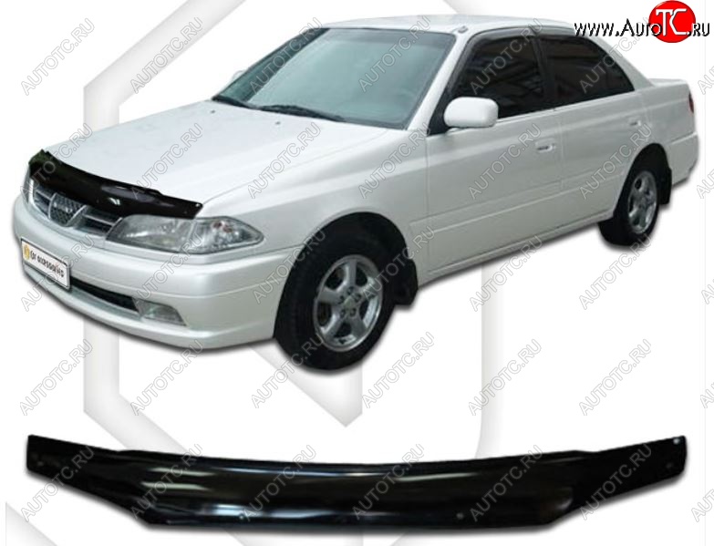 1 999 р. Дефлектор капота CA-Plastiс  Toyota Carina  Е210 (1998-2001) седан рестайлинг (Classic черный, Без надписи)  с доставкой в г. Горно‑Алтайск