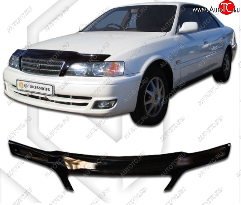 2 199 р. Дефлектор капота CA-Plastiс  Toyota Chaser (1996-2001) (Classic черный, Без надписи)  с доставкой в г. Горно‑Алтайск