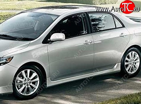 7 399 р. Пороги накладки CT Toyota Corolla E150 седан рестайлинг (2009-2013) (Неокрашенные)  с доставкой в г. Горно‑Алтайск