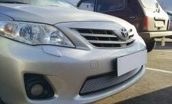 1 539 р. Сетка на бампер Russtal (хром) Toyota Corolla E150 седан рестайлинг (2009-2013)  с доставкой в г. Горно‑Алтайск. Увеличить фотографию 2