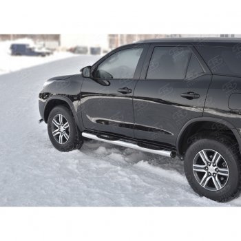 22 549 р. Пороги труба d76 с накладкой (v2) SLITKOFF Toyota Fortuner AN160 дорестайлинг (2015-2020)  с доставкой в г. Горно‑Алтайск. Увеличить фотографию 2