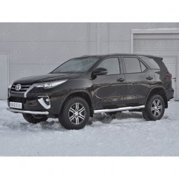 17 699 р. Защита переднего бампера (Ø63 мм, нержавейка) SLITKOFF Toyota Fortuner AN160 дорестайлинг (2015-2020)  с доставкой в г. Горно‑Алтайск. Увеличить фотографию 2