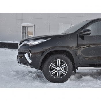 17 699 р. Защита переднего бампера (Ø63 мм, нержавейка) SLITKOFF Toyota Fortuner AN160 дорестайлинг (2015-2020)  с доставкой в г. Горно‑Алтайск. Увеличить фотографию 3