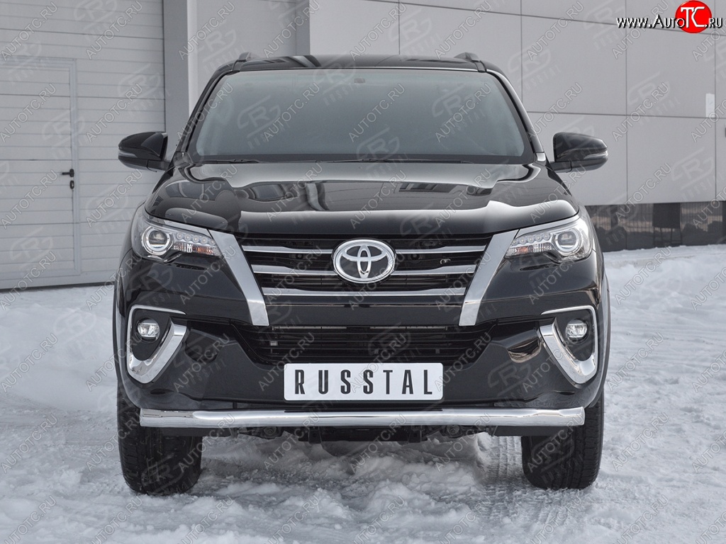 17 699 р. Защита переднего бампера (Ø63 мм, нержавейка) SLITKOFF Toyota Fortuner AN160 дорестайлинг (2015-2020)  с доставкой в г. Горно‑Алтайск