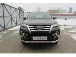 Защита переднего бампера из труб диаметрами 76 и 57 мм с зубьями Slitkoff Toyota (Тойота) Fortuner (Фортунер)  AN160 (2015-2020) AN160 дорестайлинг