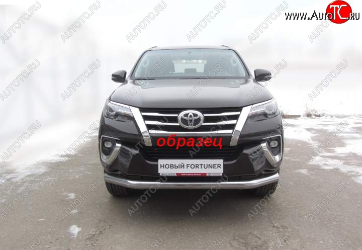 13 449 р. Защита переднего бампер Slitkoff Toyota Fortuner AN160 дорестайлинг (2015-2020) (Цвет: серебристый)  с доставкой в г. Горно‑Алтайск