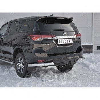 27 499 р. Защита заднего бампера (Ø76 мм уголки, нержавейка) SLITKOFF  Toyota Fortuner  AN160 (2015-2020) дорестайлинг  с доставкой в г. Горно‑Алтайск. Увеличить фотографию 4