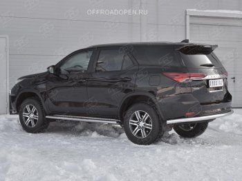 17 699 р. Защита заднего бампера (Ø63 мм, нержавейка) SLITKOFF Toyota Fortuner AN160 дорестайлинг (2015-2020)  с доставкой в г. Горно‑Алтайск. Увеличить фотографию 3