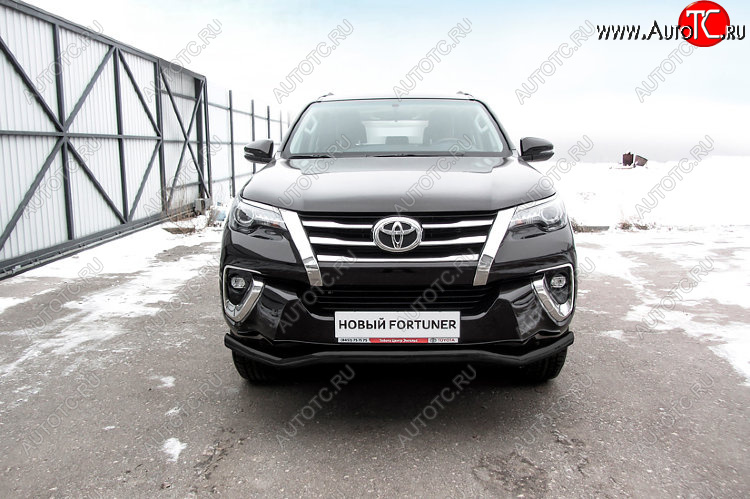 11 849 р. Защита переднего бампера Slitkoff (Ø 57 мм, волна). Toyota Fortuner AN160 дорестайлинг (2015-2020) (Сталь с полимерным покрытием. Цвет: черный)  с доставкой в г. Горно‑Алтайск