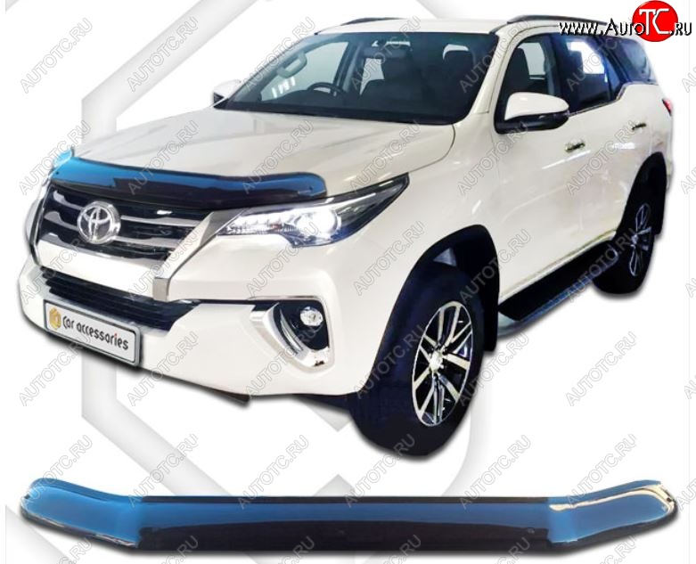 2 379 р. Дефлектор капота CA-Plastic  Toyota Fortuner  AN160 (2015-2025) дорестайлинг, рестайлинг (Classic черный, Без надписи)  с доставкой в г. Горно‑Алтайск