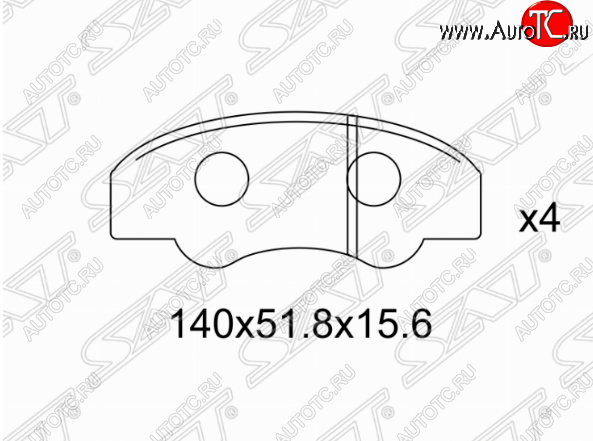 1 299 р. Комплект задних тормозных колодок SAT Toyota Fortuner AN160 дорестайлинг (2015-2020)  с доставкой в г. Горно‑Алтайск