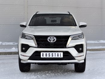 Защита переднего бампера (Ø63 мм, нержавейка) SLITKOFF Toyota (Тойота) Fortuner (Фортунер)  AN160 (2020-2024) AN160 рестайлинг