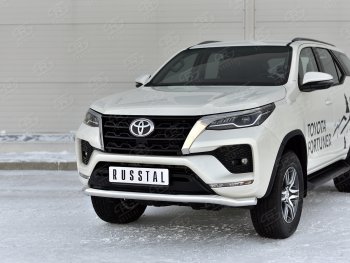 16 999 р. Защита переднего бампера (Ø63 мм, нержавейка) SLITKOFF  Toyota Fortuner  AN160 (2020-2024) рестайлинг  с доставкой в г. Горно‑Алтайск. Увеличить фотографию 2