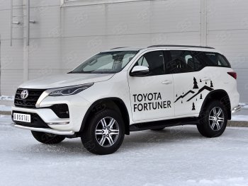 16 999 р. Защита переднего бампера (Ø63 мм, нержавейка) SLITKOFF  Toyota Fortuner  AN160 (2020-2024) рестайлинг  с доставкой в г. Горно‑Алтайск. Увеличить фотографию 3