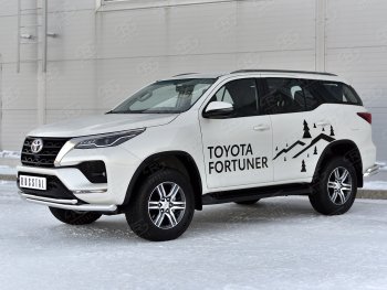 20 399 р. Защита переднего бампера (2 трубы Ø63 и 42 мм, нержавейка) SLITKOFF Toyota Fortuner AN160 рестайлинг (2020-2025)  с доставкой в г. Горно‑Алтайск. Увеличить фотографию 2