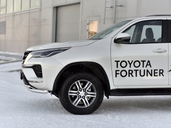 20 399 р. Защита переднего бампера (2 трубы Ø63 и 42 мм, нержавейка) SLITKOFF Toyota Fortuner AN160 рестайлинг (2020-2025)  с доставкой в г. Горно‑Алтайск. Увеличить фотографию 4