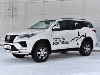 22 999 р. Защита переднего бампера (2 трубы Ø63, нержавейка) SLITKOFF Toyota Fortuner AN160 рестайлинг (2020-2025)  с доставкой в г. Горно‑Алтайск. Увеличить фотографию 3