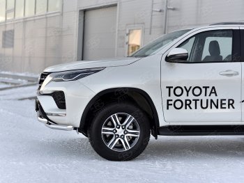 22 999 р. Защита переднего бампера (2 трубы Ø63, нержавейка) SLITKOFF Toyota Fortuner AN160 рестайлинг (2020-2025)  с доставкой в г. Горно‑Алтайск. Увеличить фотографию 4