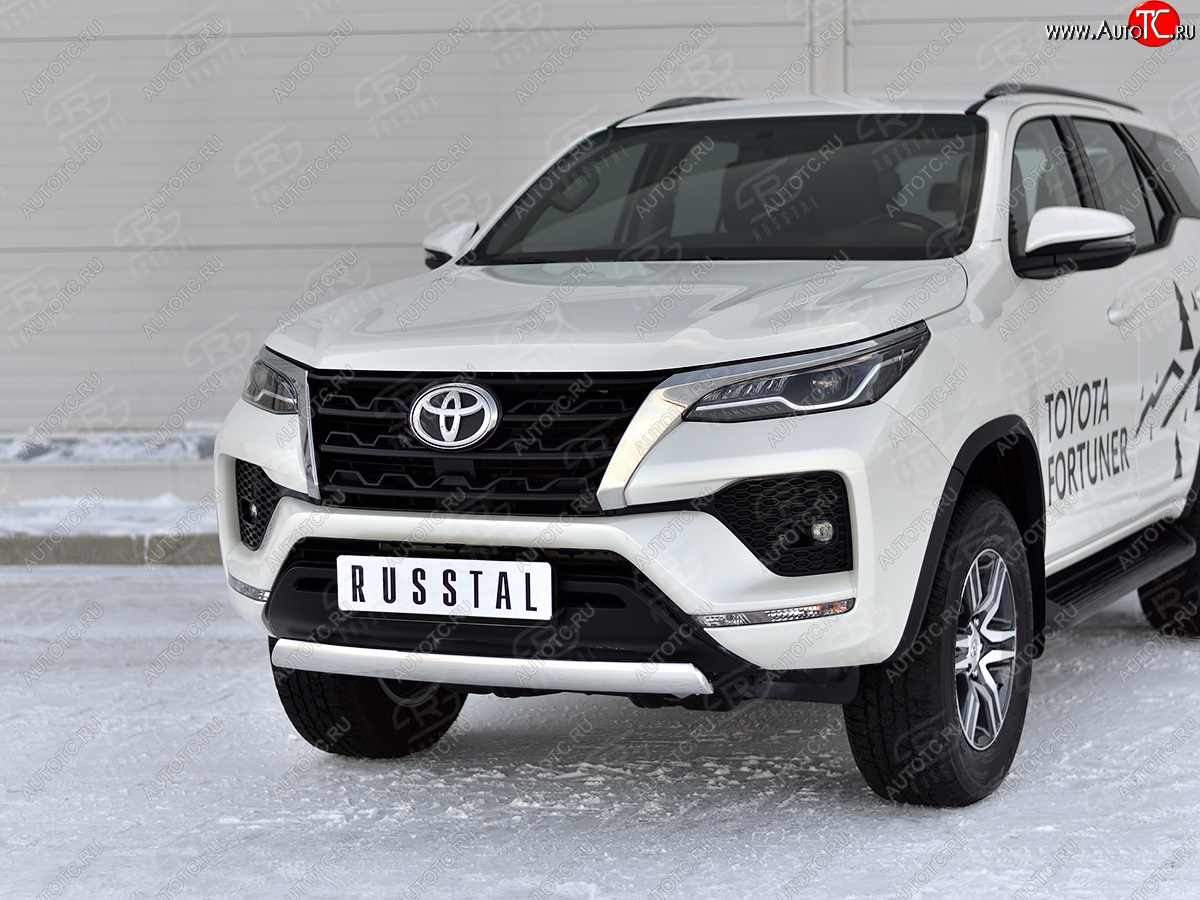 16 699 р. Защита переднего бампера (Ø75х42 мм, нержавейка) Russtal Toyota Fortuner AN160 рестайлинг (2020-2025)  с доставкой в г. Горно‑Алтайск