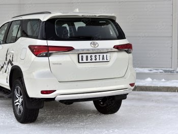 10 649 р. Защита заднего бампера (Ø75х42 мм, нержавейка) Russtal  Toyota Fortuner  AN160 (2020-2024) рестайлинг  с доставкой в г. Горно‑Алтайск. Увеличить фотографию 2